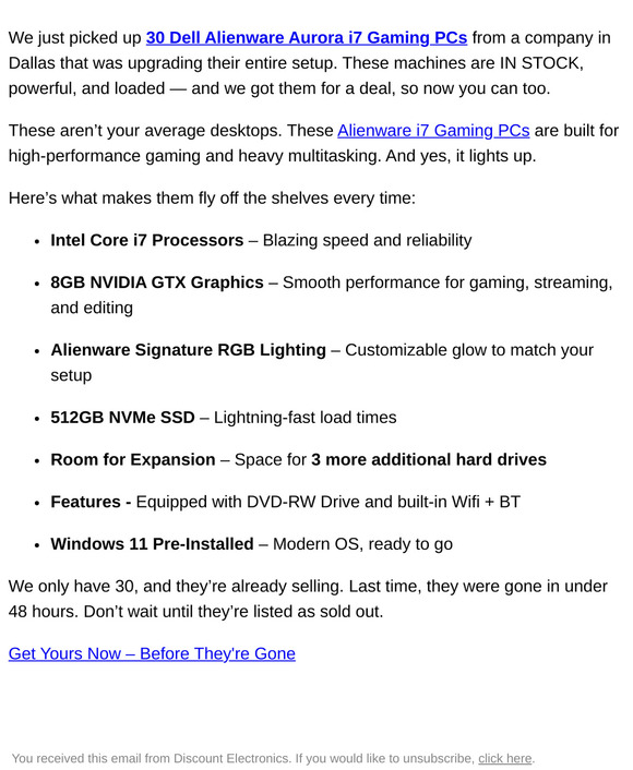 ⚡ 70% Off Alienware i7 PC – Nvidia GTX, RGB Light, DVDRW, Win 11