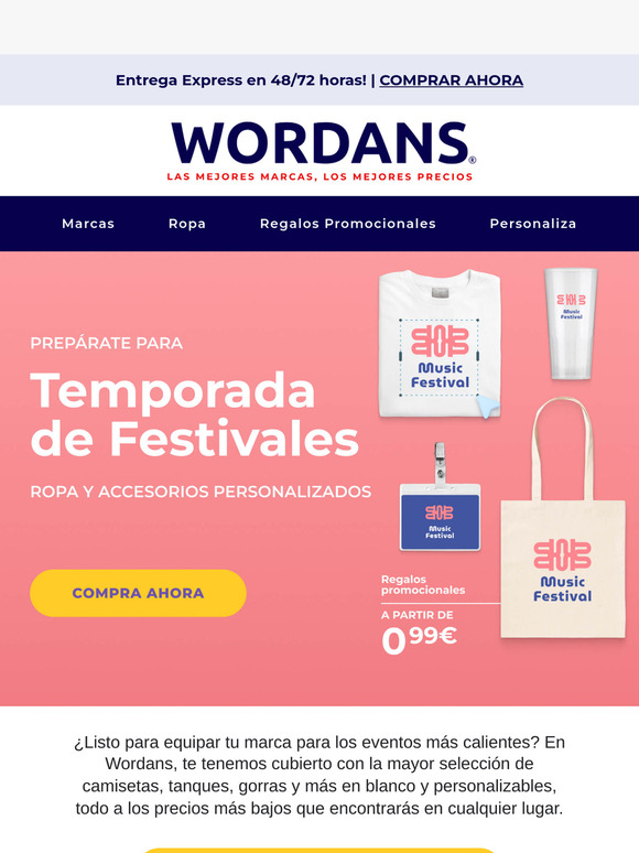 🎤 ¡Temporada de festivales con merchandising personalizado desde 0,99 €!