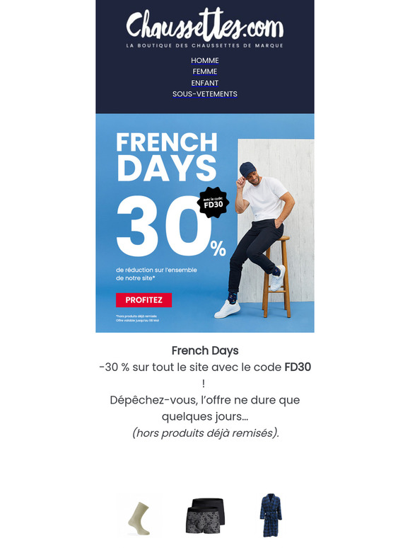 🇫🇷 Prolongation : French Days: -30% sur TOUT le site