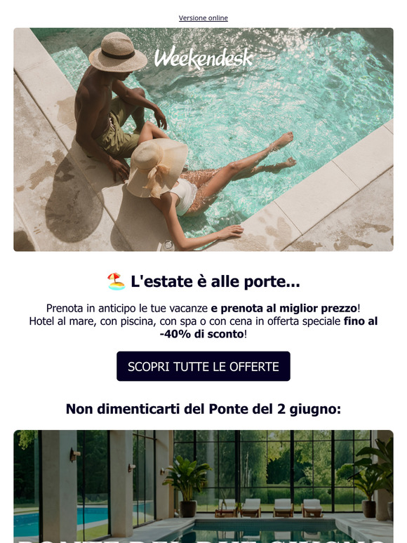 L'estate chiama: fino al -40% sui nostri soggiorni! 😎