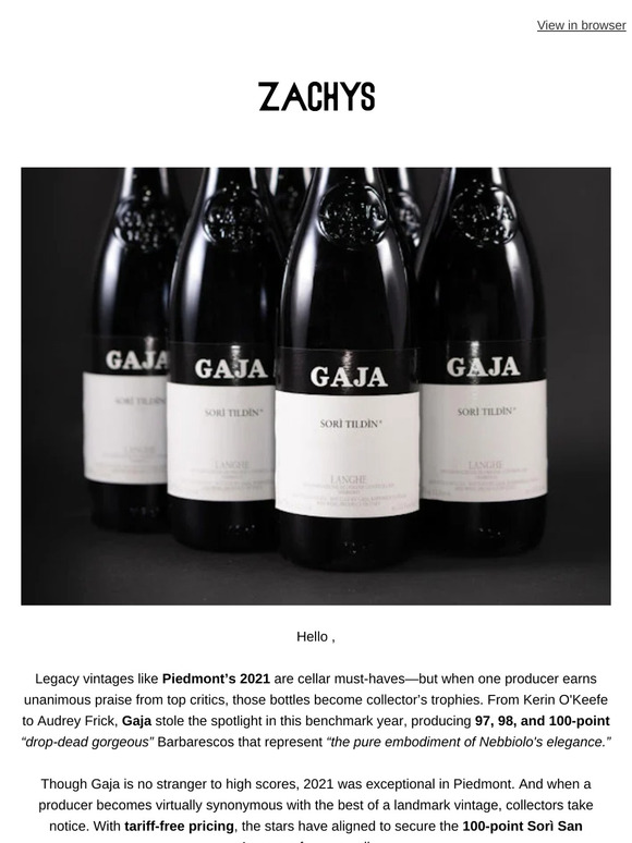 Tariff-Free Trophies: Gaja, Undisputed Star of a Benchmark Vintage