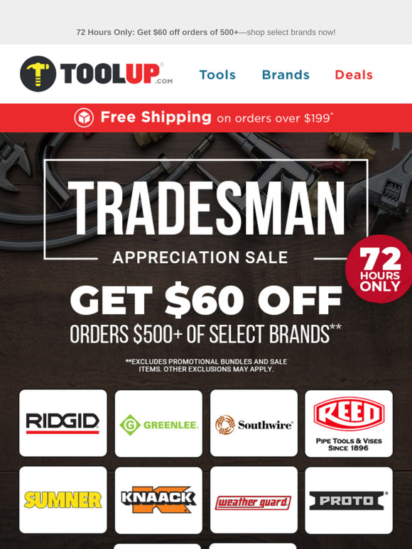 Tradesman Sale: Get $60 Off These Brands