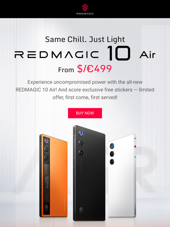 🚀Now Available: REDMAGIC 10 Air – Same Chill. Just Light.