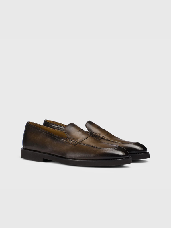 Brown leather loafer