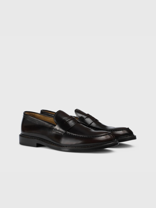 Brown leather loafer