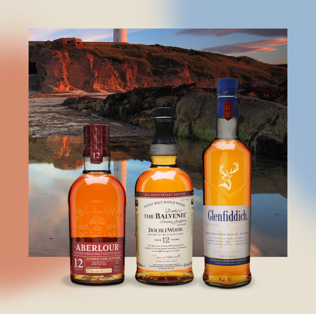 Aberlour 12 year old, Balvenie 12 year old & Glenfiddich 14 year old