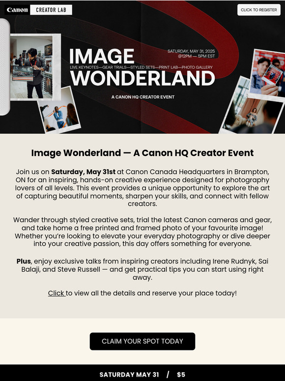 You're Invited: Image Wonderland - May 31 at Canon Canada HQ! 📸