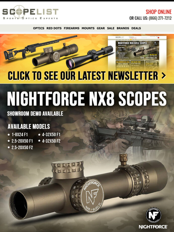 Shop Nightforce NX8 Tax FREE + Optics from Vortex, Leupold, Kahles, & More!