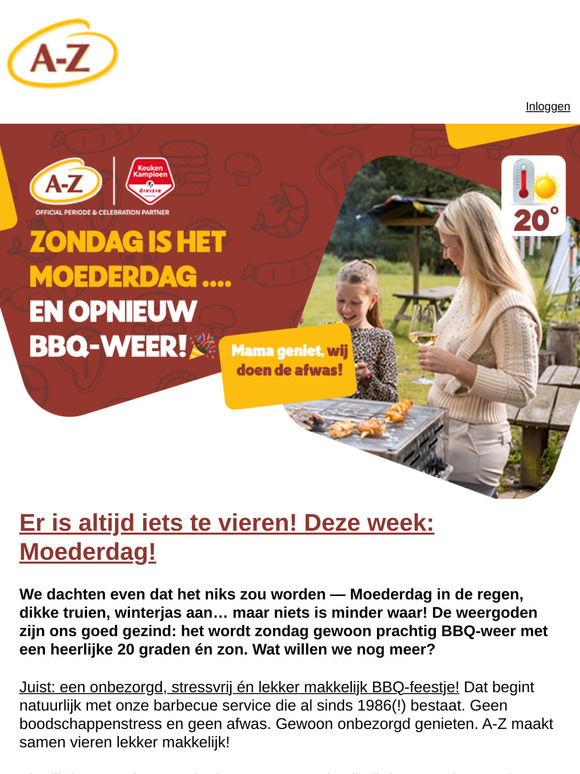 Zondag is het Moederdag... en opnieuw BBQ-weer! 🎉