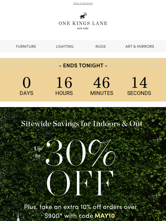⏰ Ends Tonight: Up to 30% Off + Extra 10% on $900+