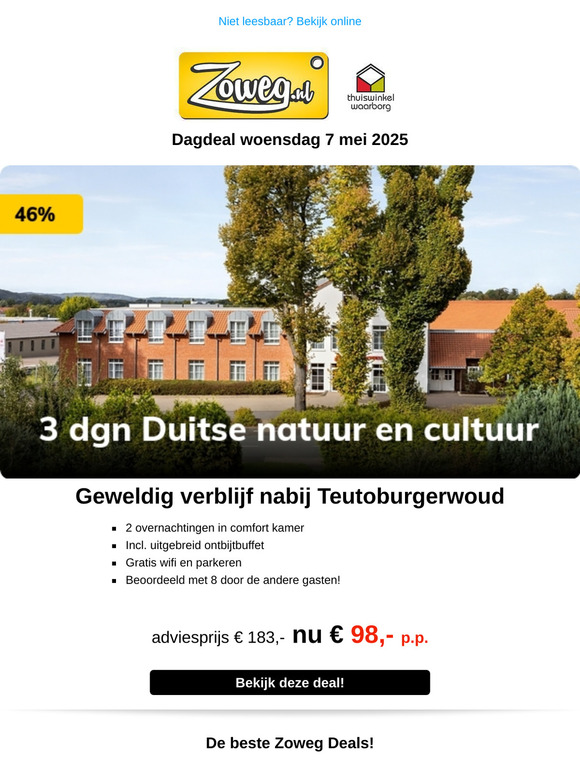 3 dagen Duitse natuur en cultuur nu 98,-