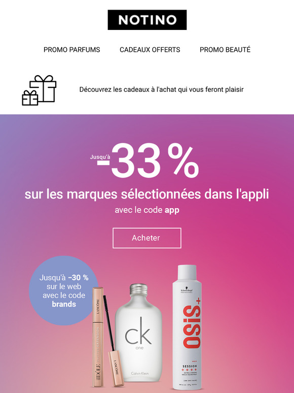 Jusqu'à -33 % dans l'application
