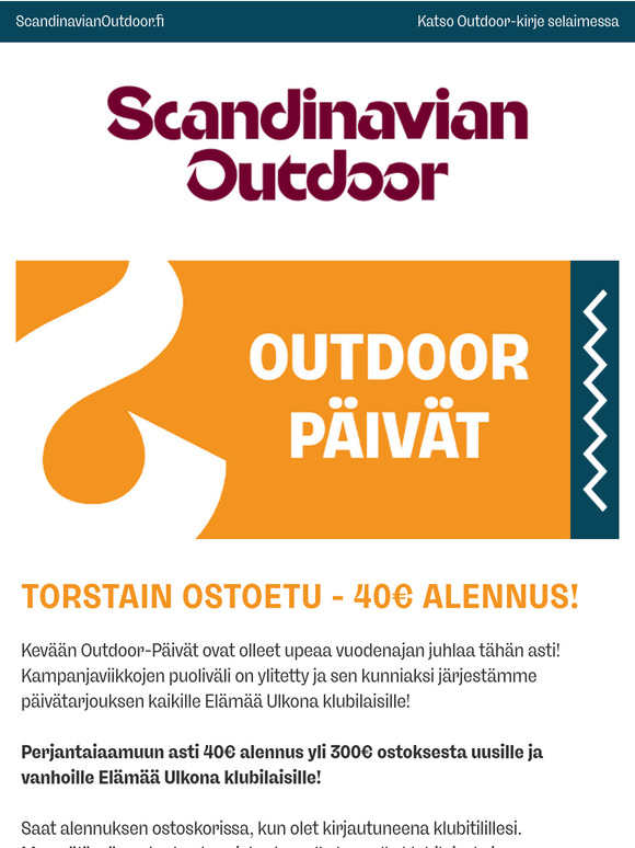 40€ alennus seuraavasta ostoksesta - hyödynnä nyt!