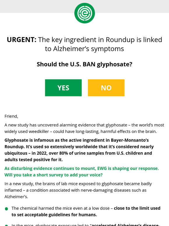 Glyphosate may harm your brain