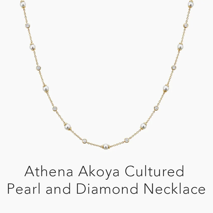Athena Premium Akoya Cultured Pearl and Diamond Strand Necklace 