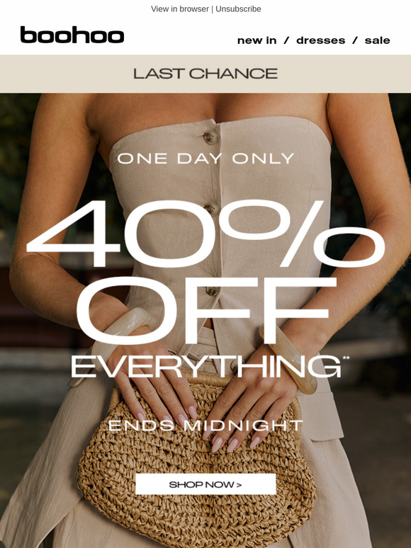 LAST CHANCE: 40% off your next haul 🛍️