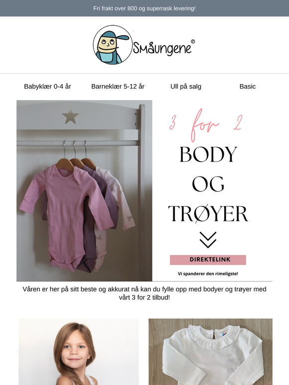3 for 2 på body og trøyer i bomull og bambus🤩