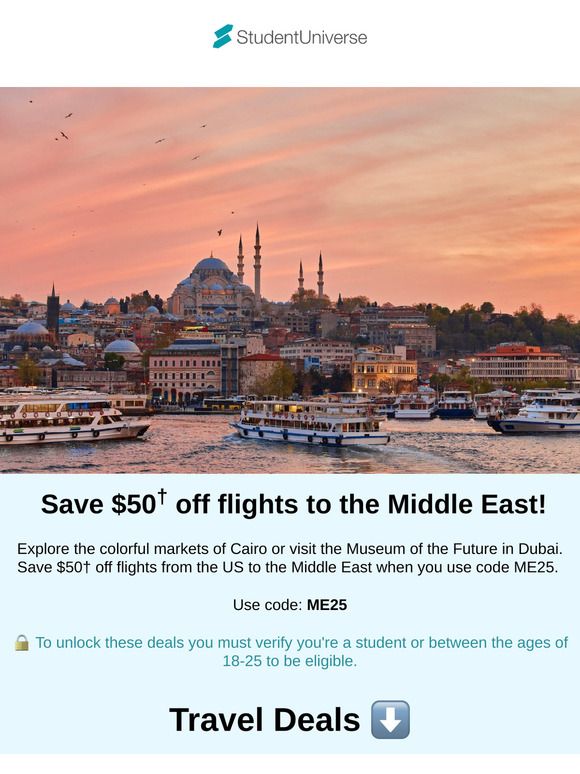 Unlock $50 off flights to the Middle East!