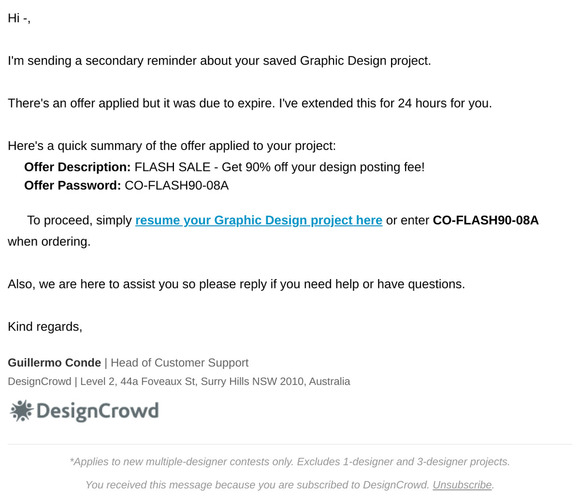Secondary Reminder - Your Graphic Design project is waiting