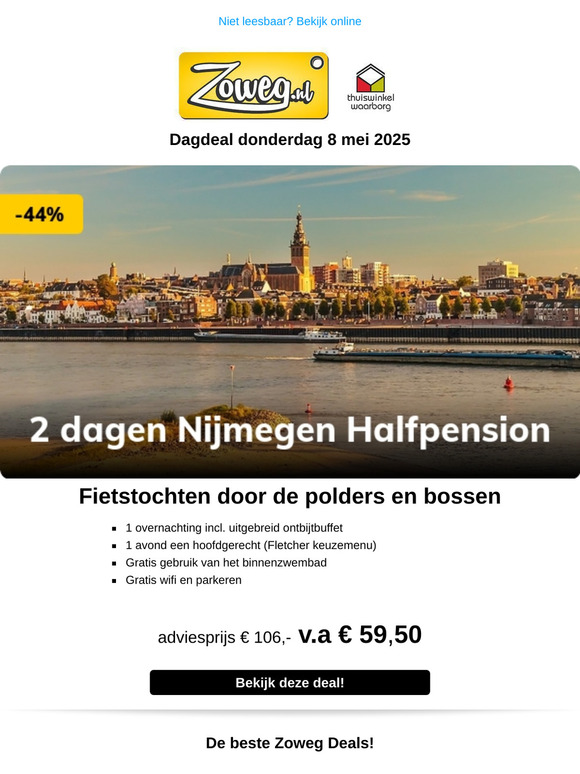 2 dagen Nijmegen Halfpension v.a. €59,50