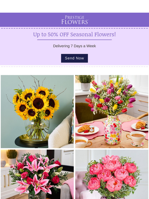 Up to 50% OFF Seasonal Flowers!💐