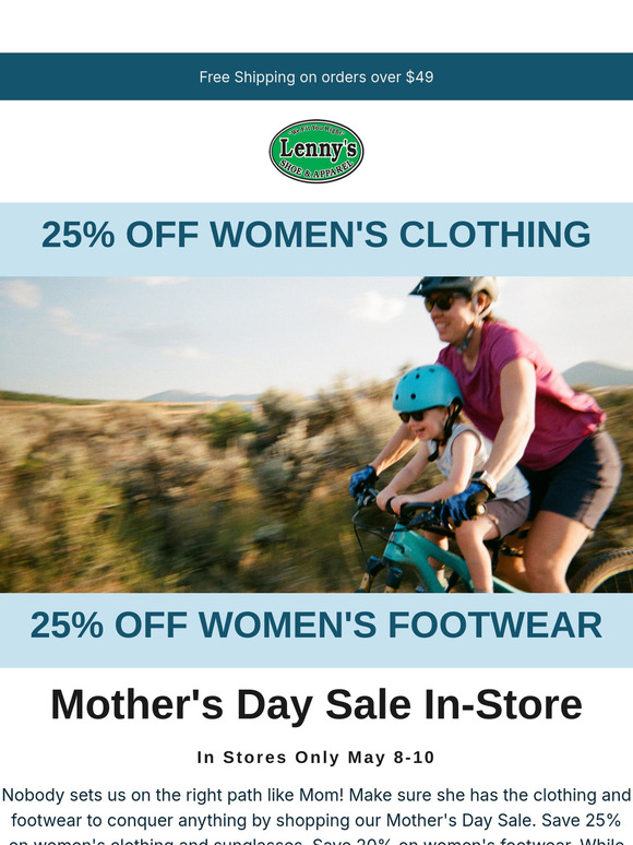 25% off Women's Clothing + 20% off Women's Footwear
