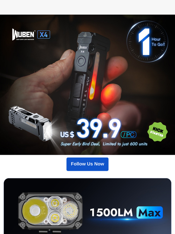 Only 1 Hour Left Before WUBEN X4 Goes Live!