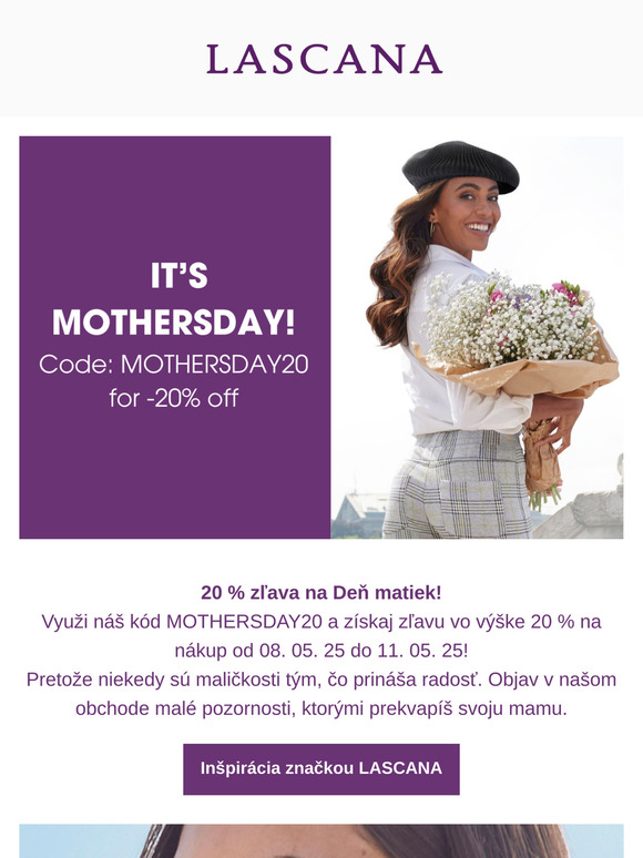 20 % zľava na Deň matiek!