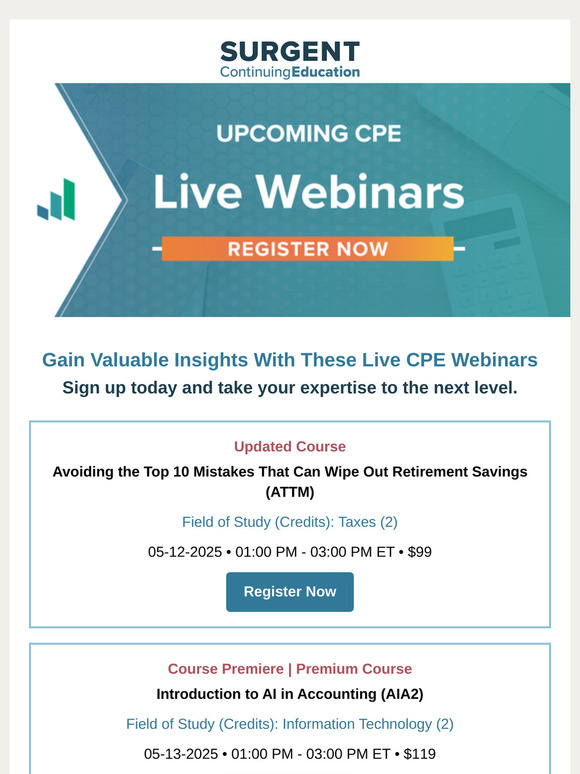 Reserve Your Spot: Live CPE Webinars You Need to See