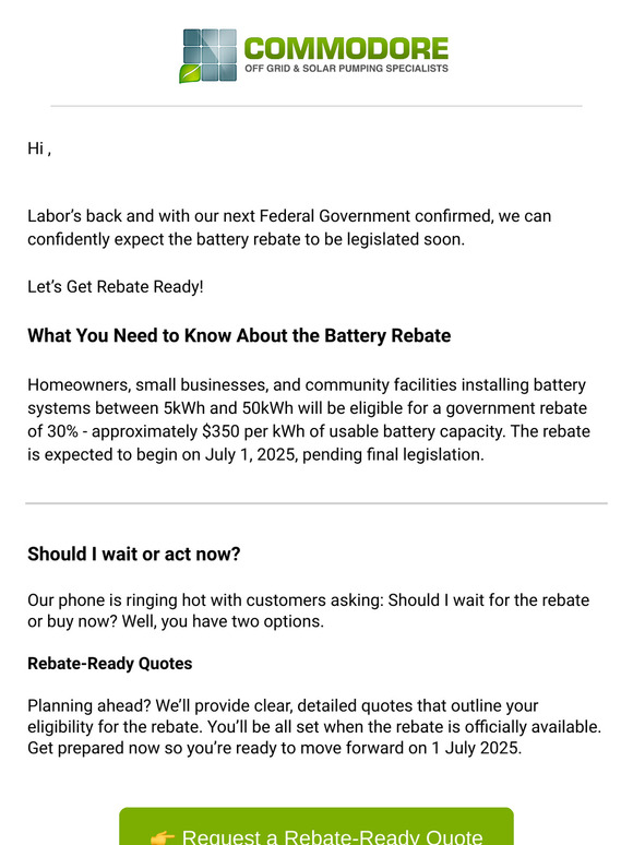 Labor’s Back - the Battery Rebate is Coming! 🌟