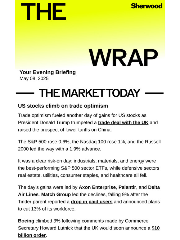 US stocks climb on trade optimism