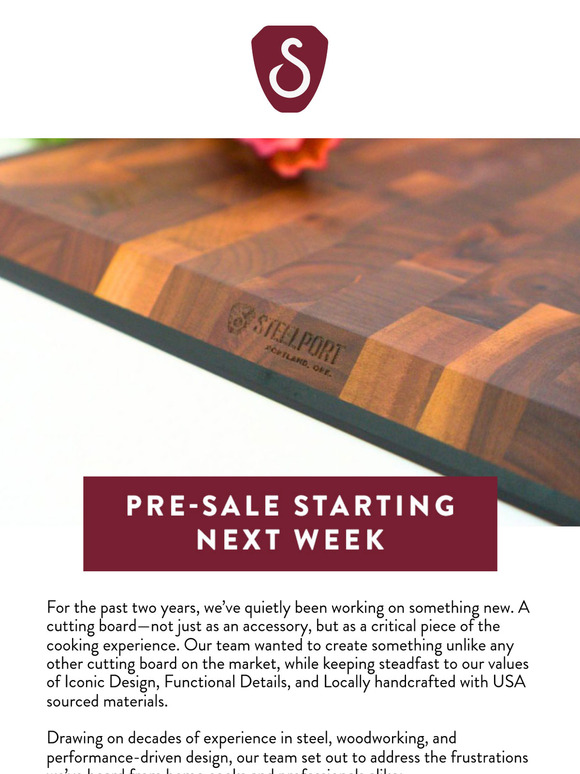 A Sneak Peak At Our New Cutting Board