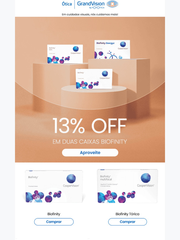 13% OFF em lentes de contato Biofinity