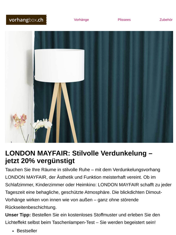 LONDON MAYFAIR: Stilvolle Verdunkelung - jetzt 20% vergünstigt