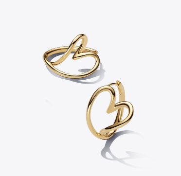 Organically Shaped Heart Hoop Earrings
