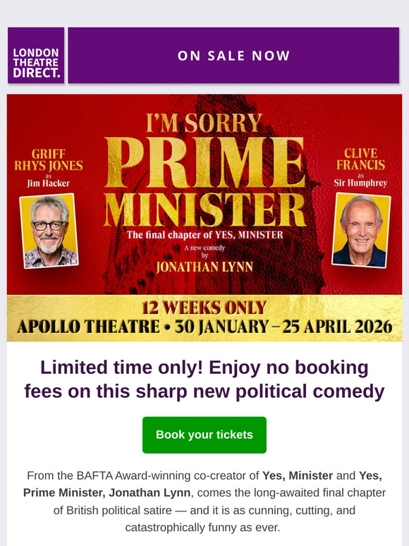On sale 🔔 I'm Sorry, Prime Minister starring Griff Rhys Jones