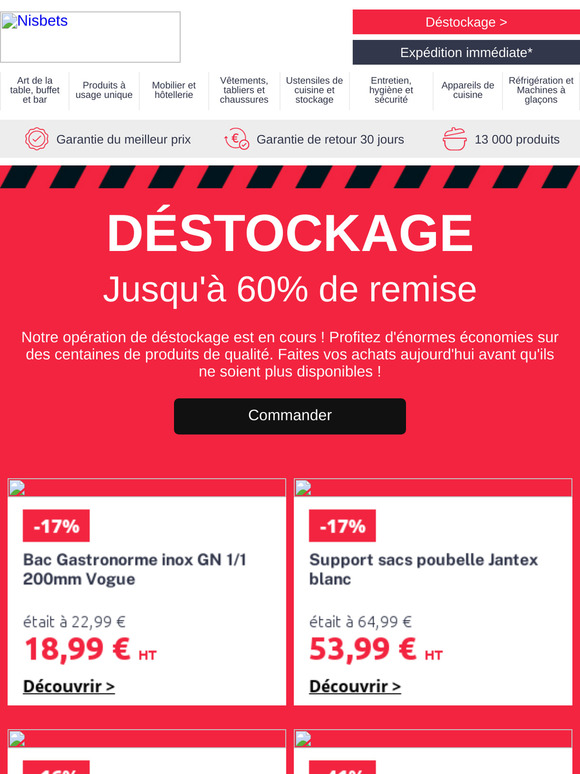 Économisez jusqu'à 60 % sur tous nos produits en déstockage !