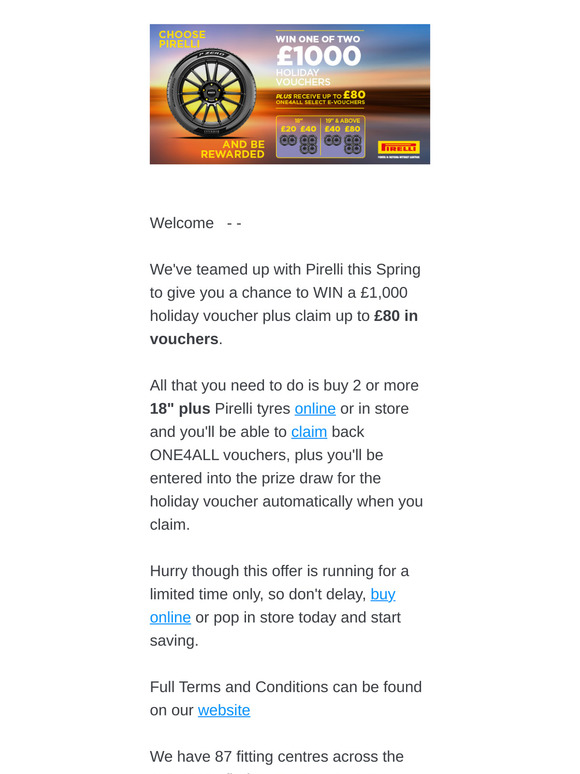 Don't Miss upto £80 Cashback on Pirelli Tyres!