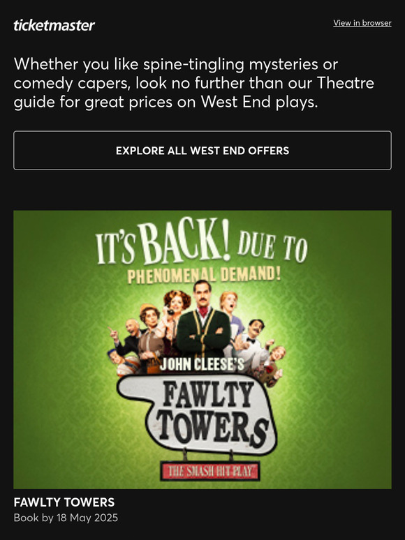 Save on West End plays | Fawlty Towers, Harry Potter and the Cursed Child, Stranger Things and more