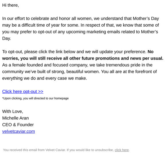 Want to opt-out of Mother’s Day emails?