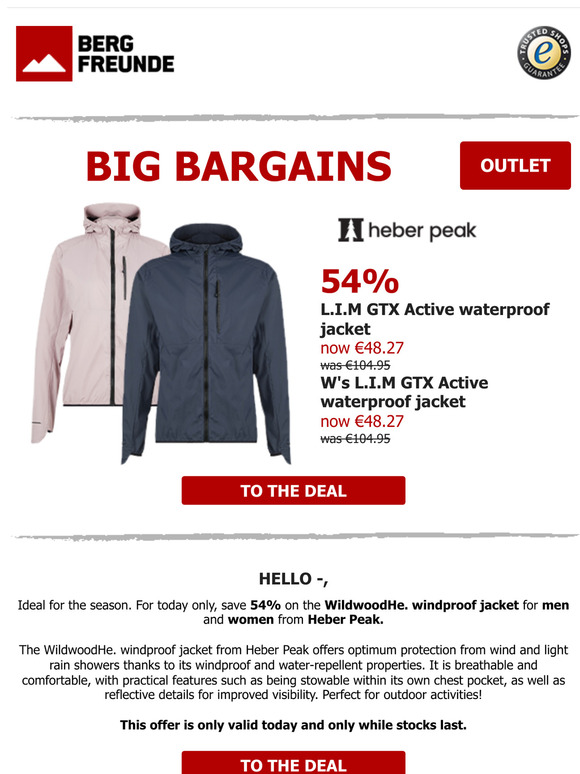 ⏰Today only: 54% off windproof jackets from Heber Peak