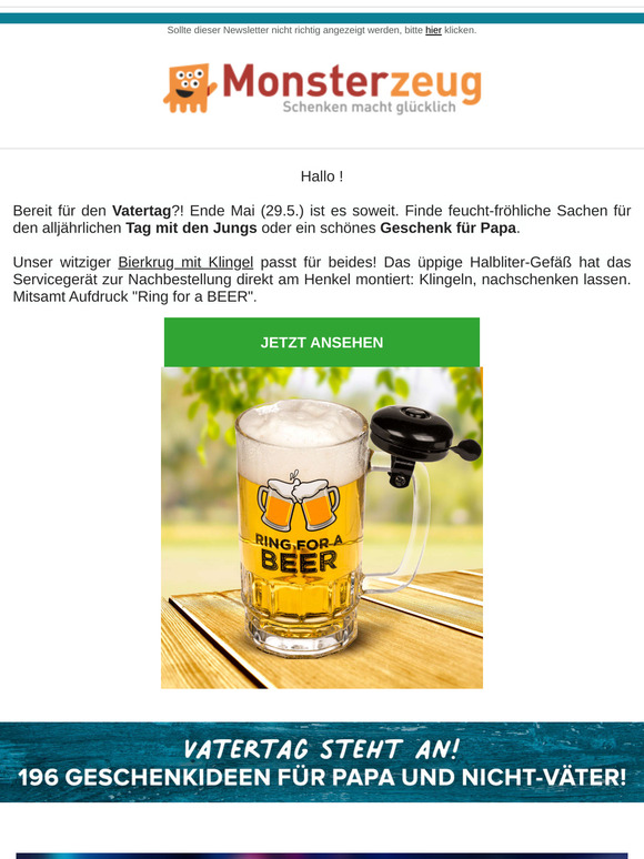 Lustiger Bierkrug mit Klingel zum Vatertag!! Effizient Biernachschub beschaffen!!