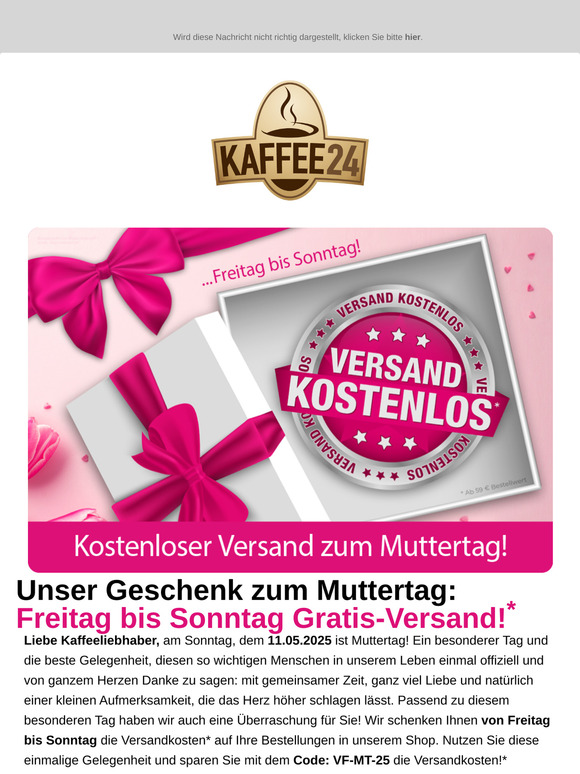 Kostenloser Versand zum Muttertag ❤️