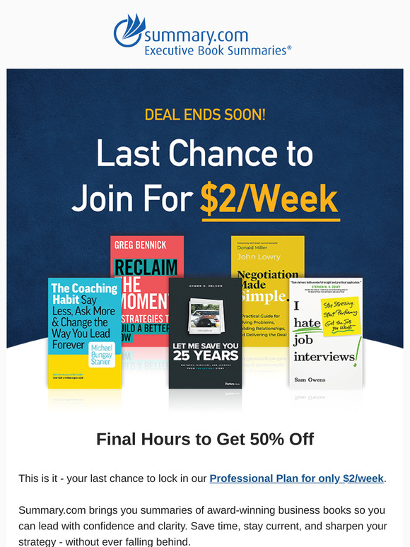 Sale Ending - Join for Just $2/Week