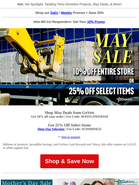 Happy Mother's Day weekend from GoVets | Save 10%-25% + Free Shipping