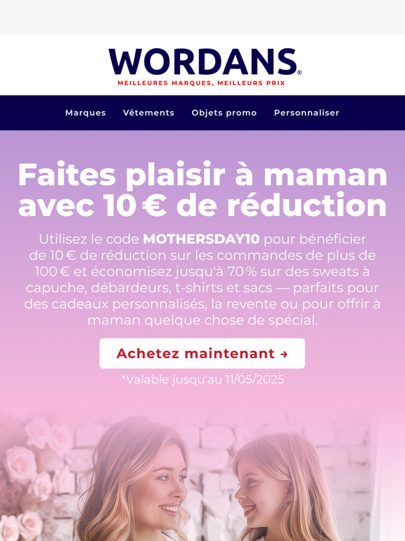 🌷 Gâtez maman avec 10 € de réduction et jusqu'à 70 % d'économies !