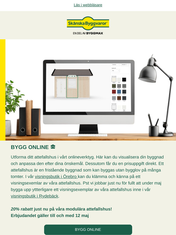 ✅ Attefallshus! Testa utforma din byggnad i vårt onlineverktyg. Nu har vi 20% rabatt på våra modulära attefallshus!