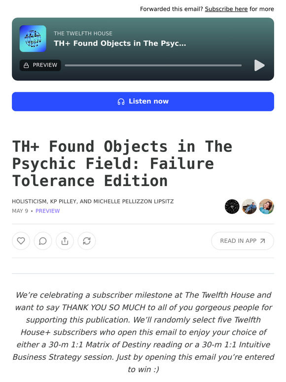 TH+ Found Objects in The Psychic Field: Failure Tolerance Edition