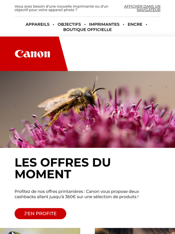 En ce moment, profitez de 2 cashbacks Canon !