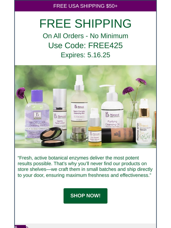⏰Free Shipping For A Limited Time On All Your Favorite Organic Beauty Supplies